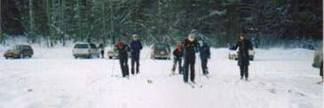 x-country skiers at Eels Lake
