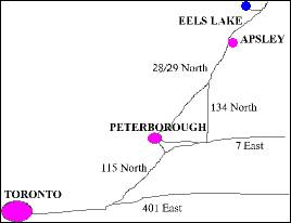 How to get to Eels Lake and Eels Lake Cottages and Marina